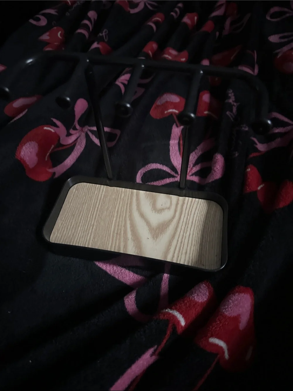 Black Jewelry Stand with Light Wood-Tone Tray
